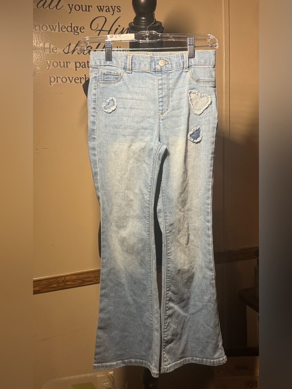 Wonder Nation Light Wash Heart Patch Flared Jeans